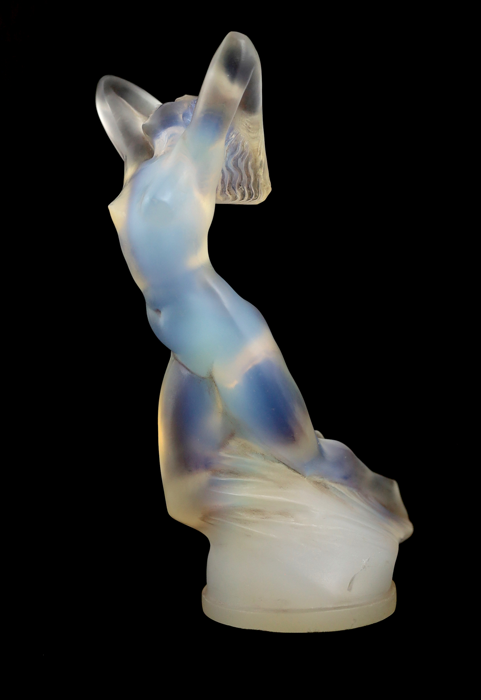 A Rene Lalique opalescent glass Vitesse car mascot, model 1160, c.1929